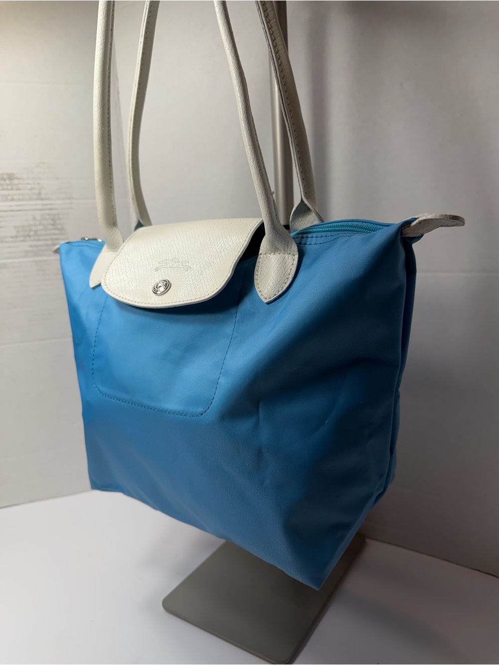 Longchamp X Sarah Morris Le Pliage Bag Limited edition 2014 sky blue - Picture 2 of 8